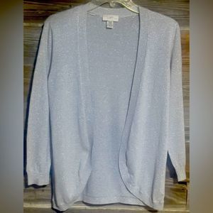 LOFT Gray with Silver Shimmer Cardigan
